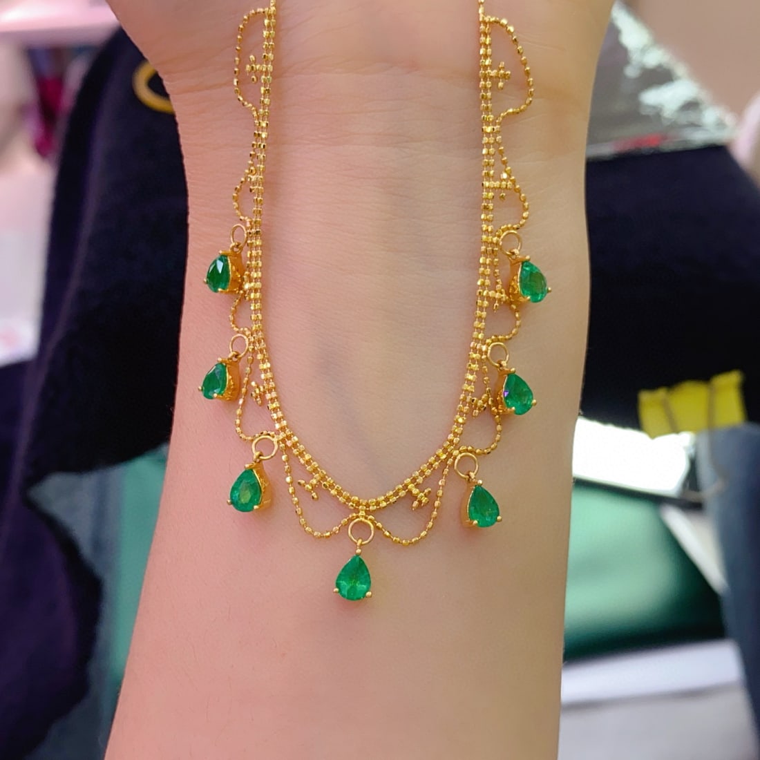 14k Gold 3.28 Ct Natural Emerald Necklace - 3