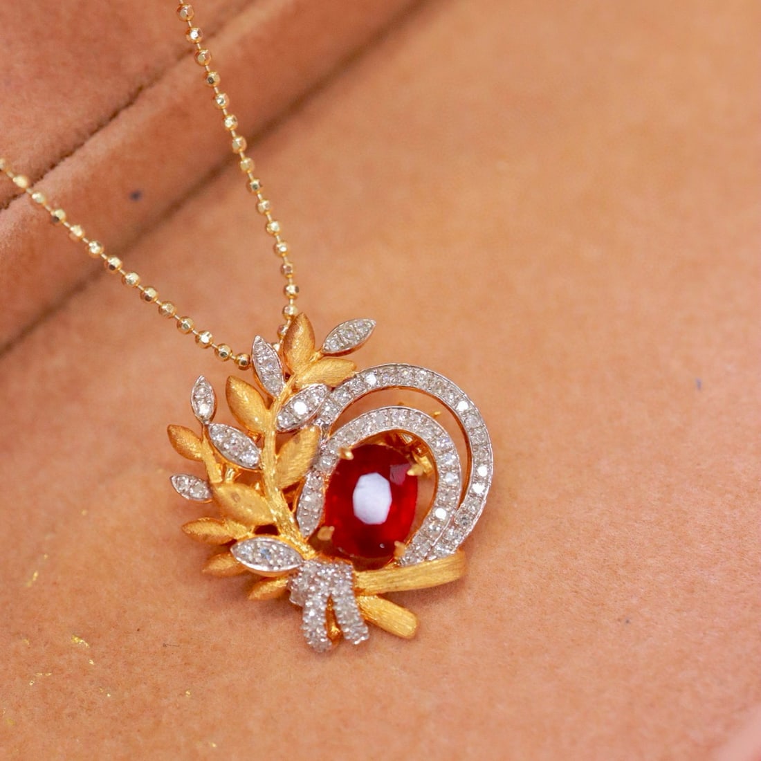 14k Gold 1.25 Ctw Natural Ruby & Diamond Brooch/pendant( Without Chain ) (1 of 7)