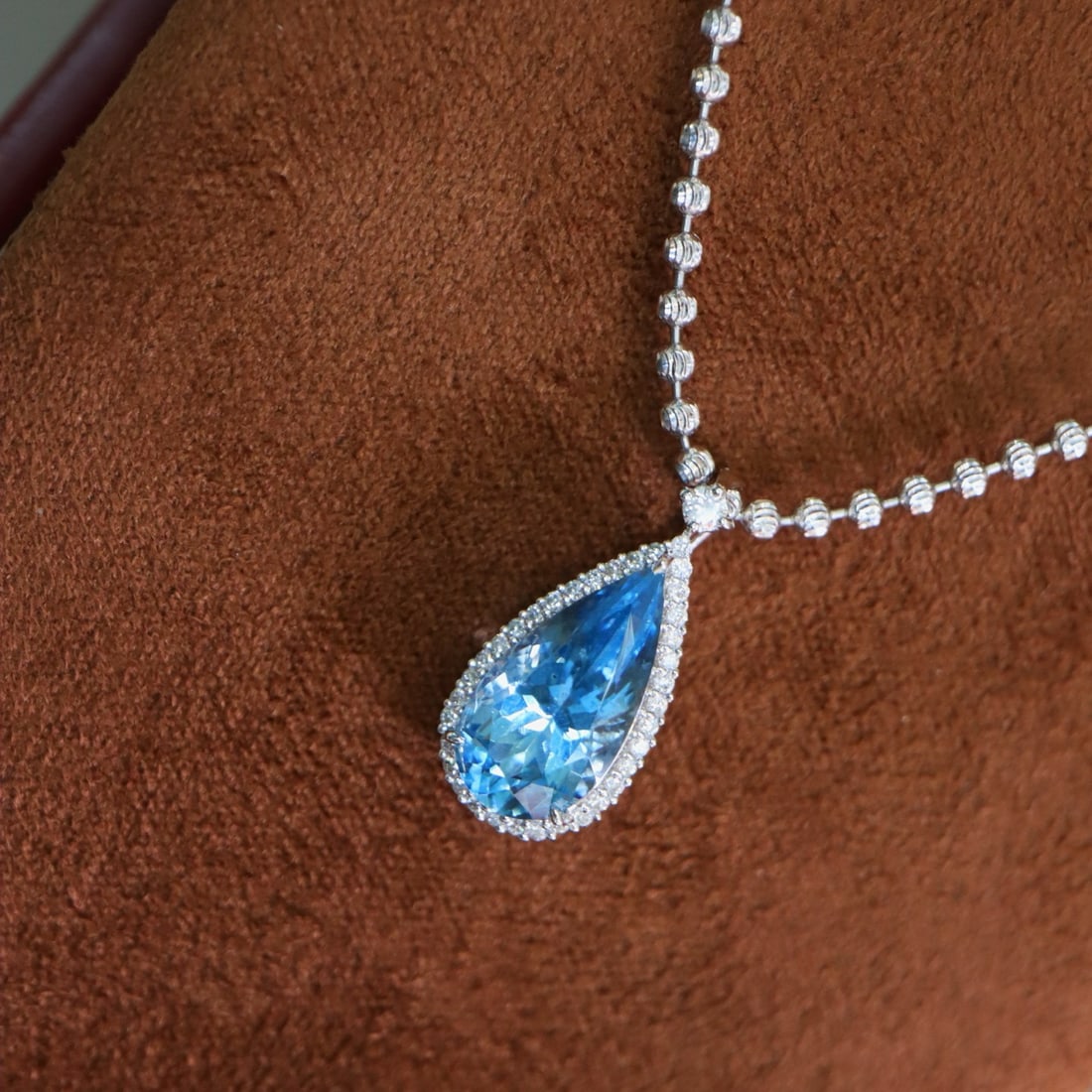 14k Gold 2.21 Ct Natural Aquamarine & Diamond Pendant( Without Chain ) - 3