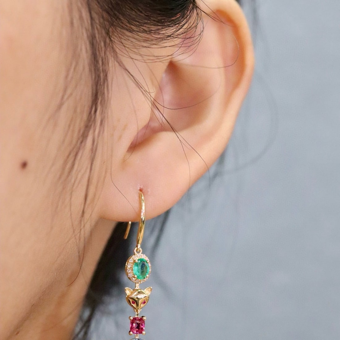 14k Gold 2.73 Ctw Natural Aquamarine & Spinel Earrings - 5