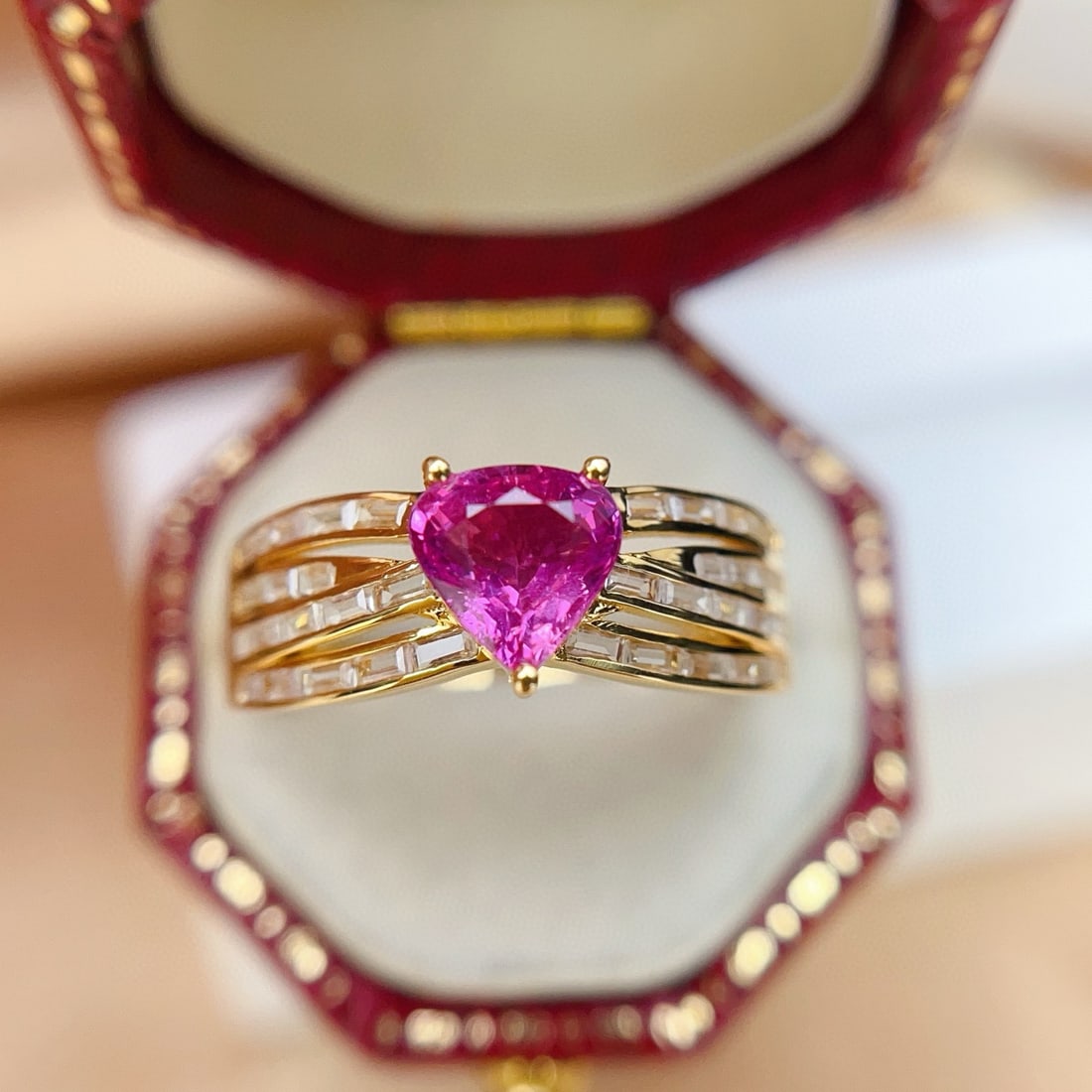 14k Gold 1.1 Ct Natural Ruby & Sapphire Ring - 4