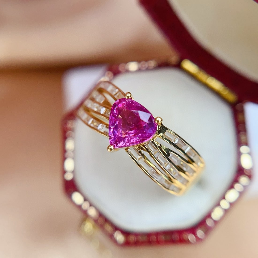 14k Gold 1.1 Ct Natural Ruby & Sapphire Ring - 5