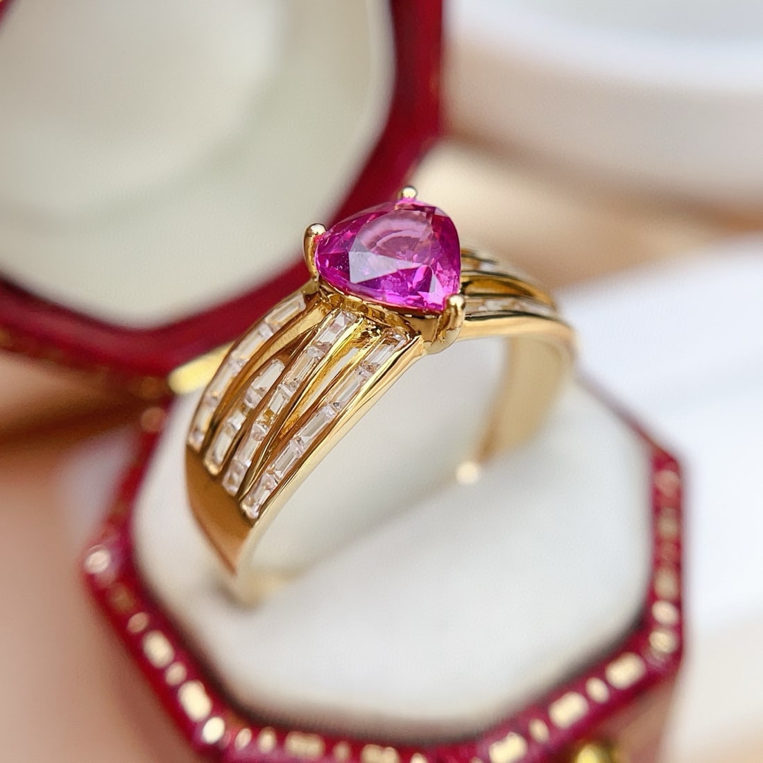 14k Gold 1.1 Ct Natural Ruby & Sapphire Ring - 6
