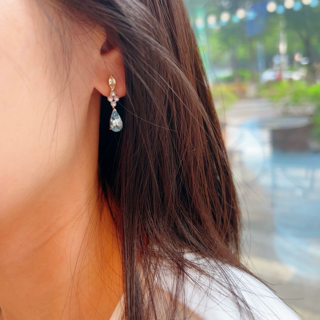 14k Gold 4.01 Ctw Natural Aquamarine & Sapphire Earrings - 3