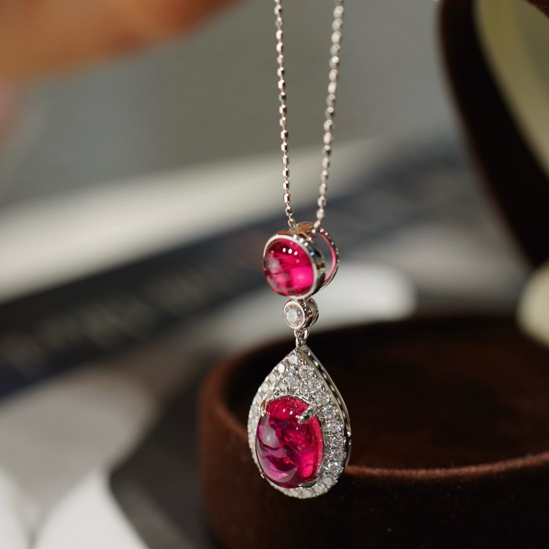 14k Gold 3 Ct Natural Tourmaline & Diamond Pendant( Without Chain ) - 5