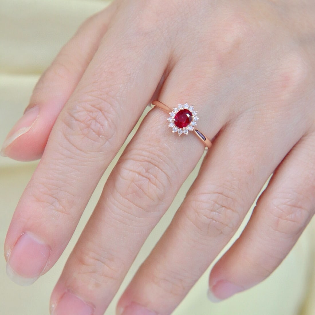 14k Gold 0.53 Ctw Natural Ruby & Diamond Ring - 4