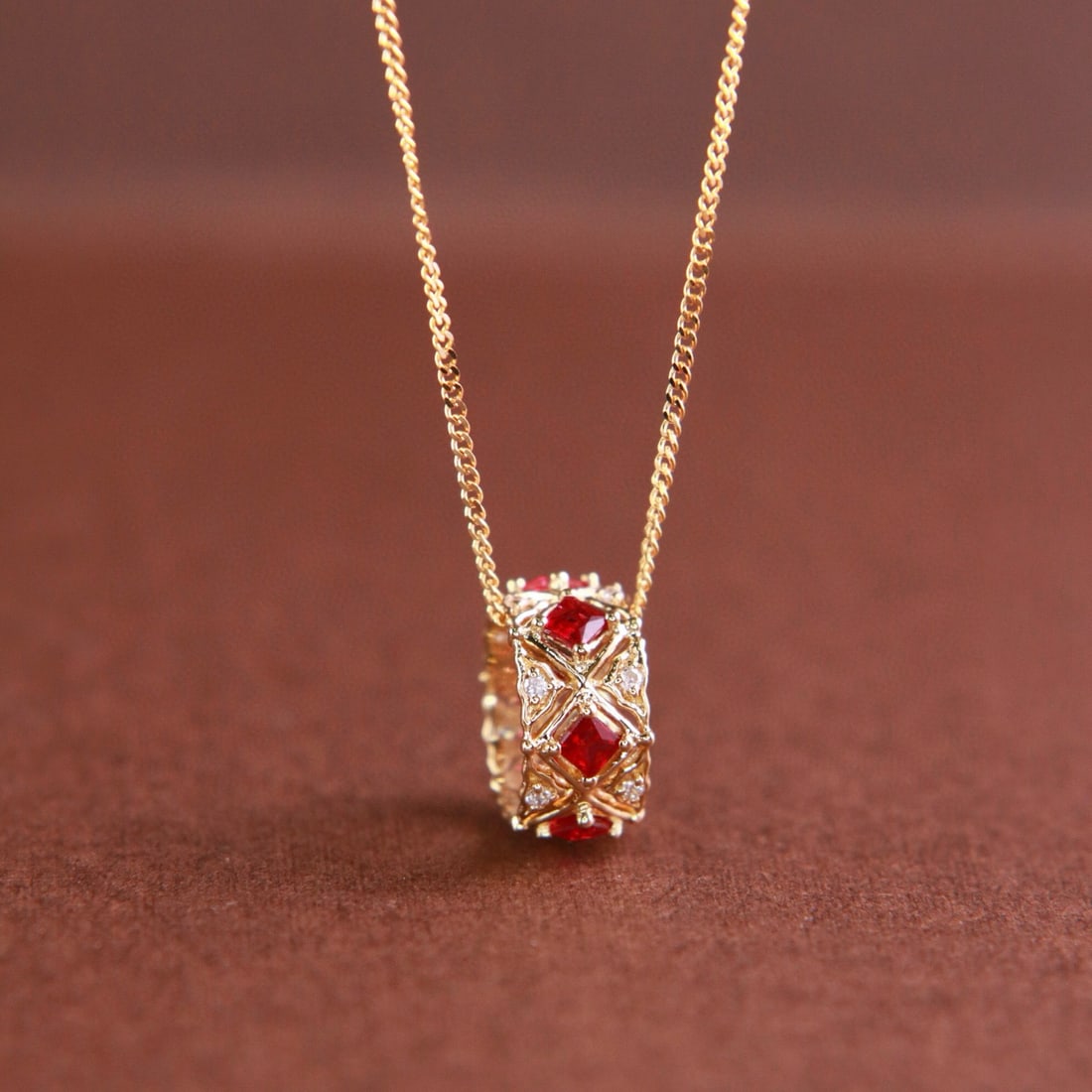 14k Gold 0.41 Ctw Natural Ruby & Diamond Pendant( Without Chain ) - 6