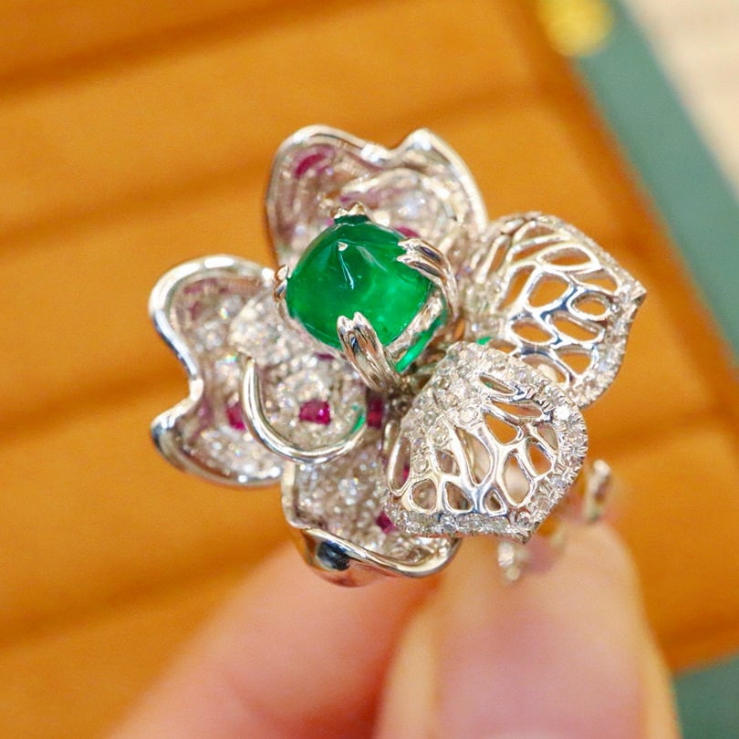 14k Gold 1.97 Ctw Natural Emerald & Diamond Ring - 2