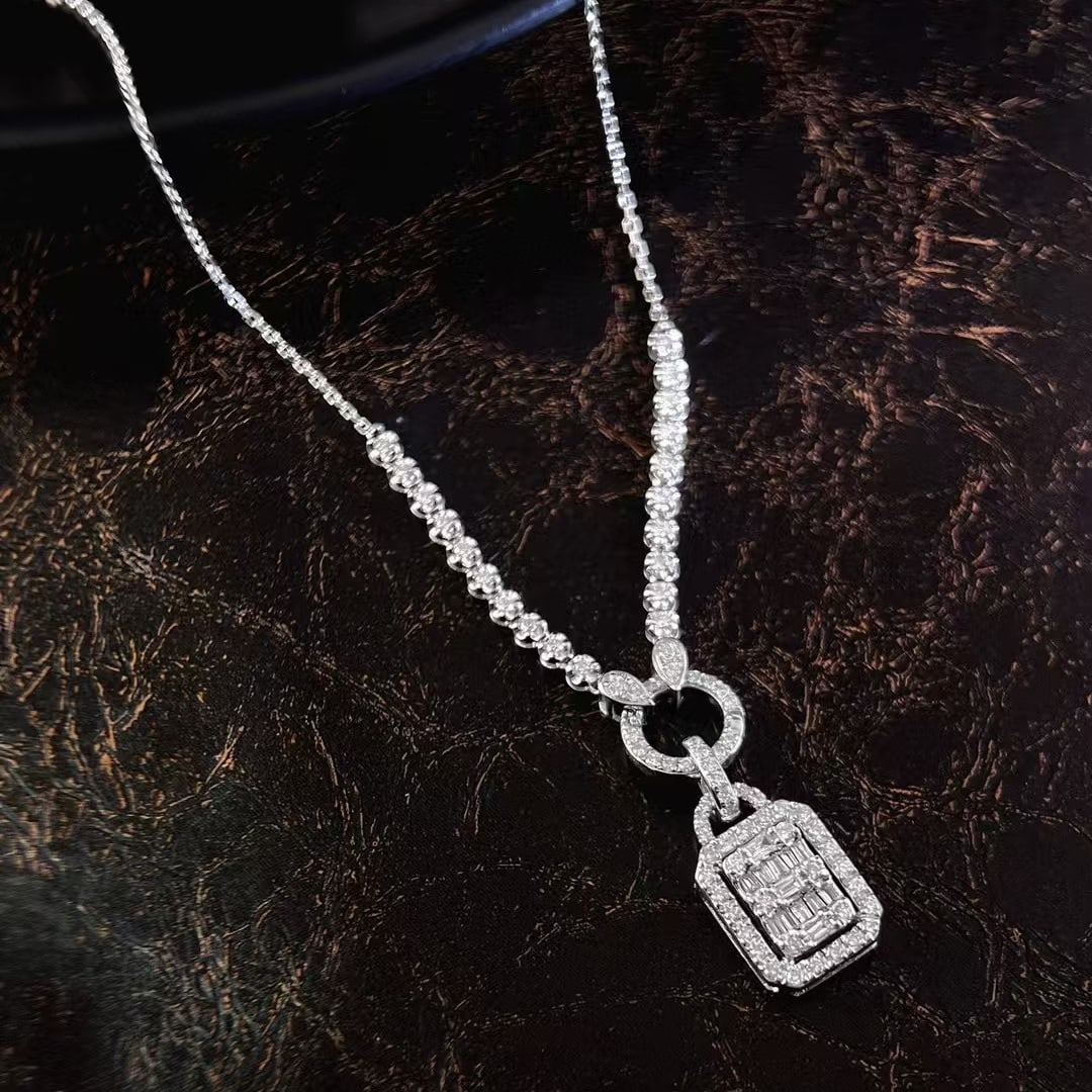 14k Gold 1 Ct Natural H Diamond Necklace: Ref:231002040 // gold content:14k gold // main gemstone:diamond // shape:multiply // carat weight:1ct // clarity grade:vs-si // color:h // treatment:natural // Condition: New Low Estimate: 4600.00