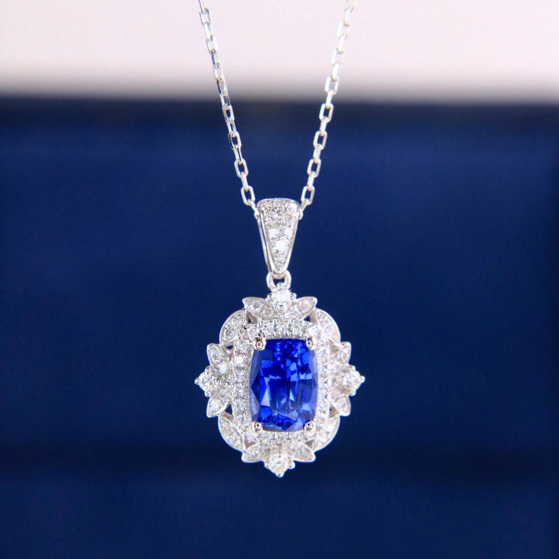 14k Gold 1.44 Ctw Natural Sapphire & Diamond Pendant( Without Chain ) - 3