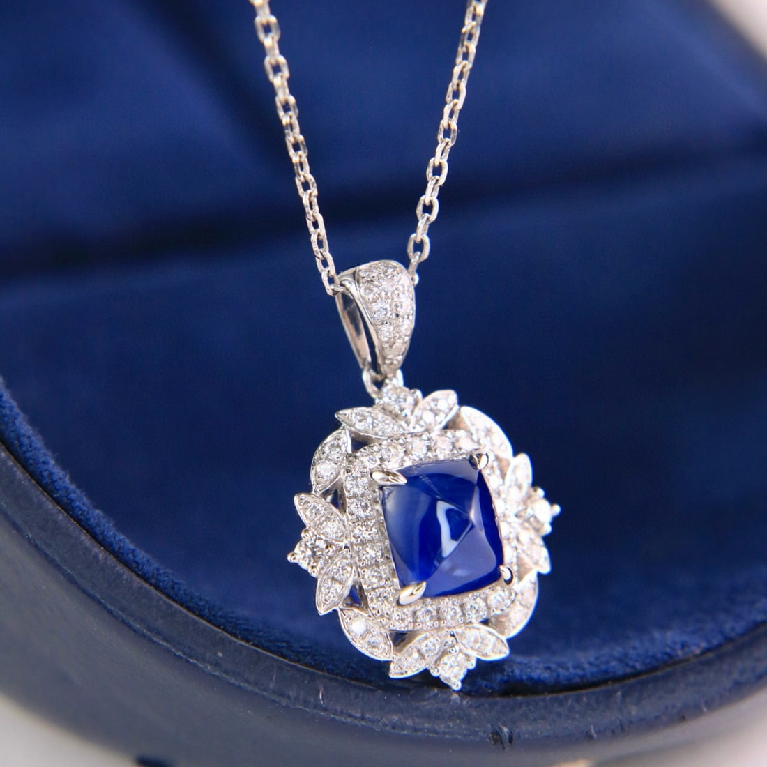 14k Gold 2.17 Ctw Natural Sapphire & Diamond Pendant( Without Chain ) - 3