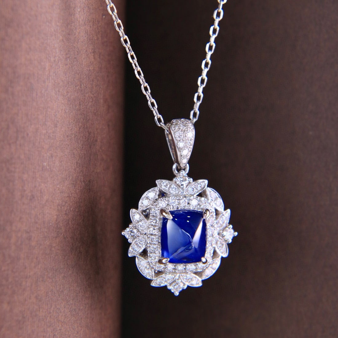 14k Gold 2.17 Ctw Natural Sapphire & Diamond Pendant( Without Chain ) - 6