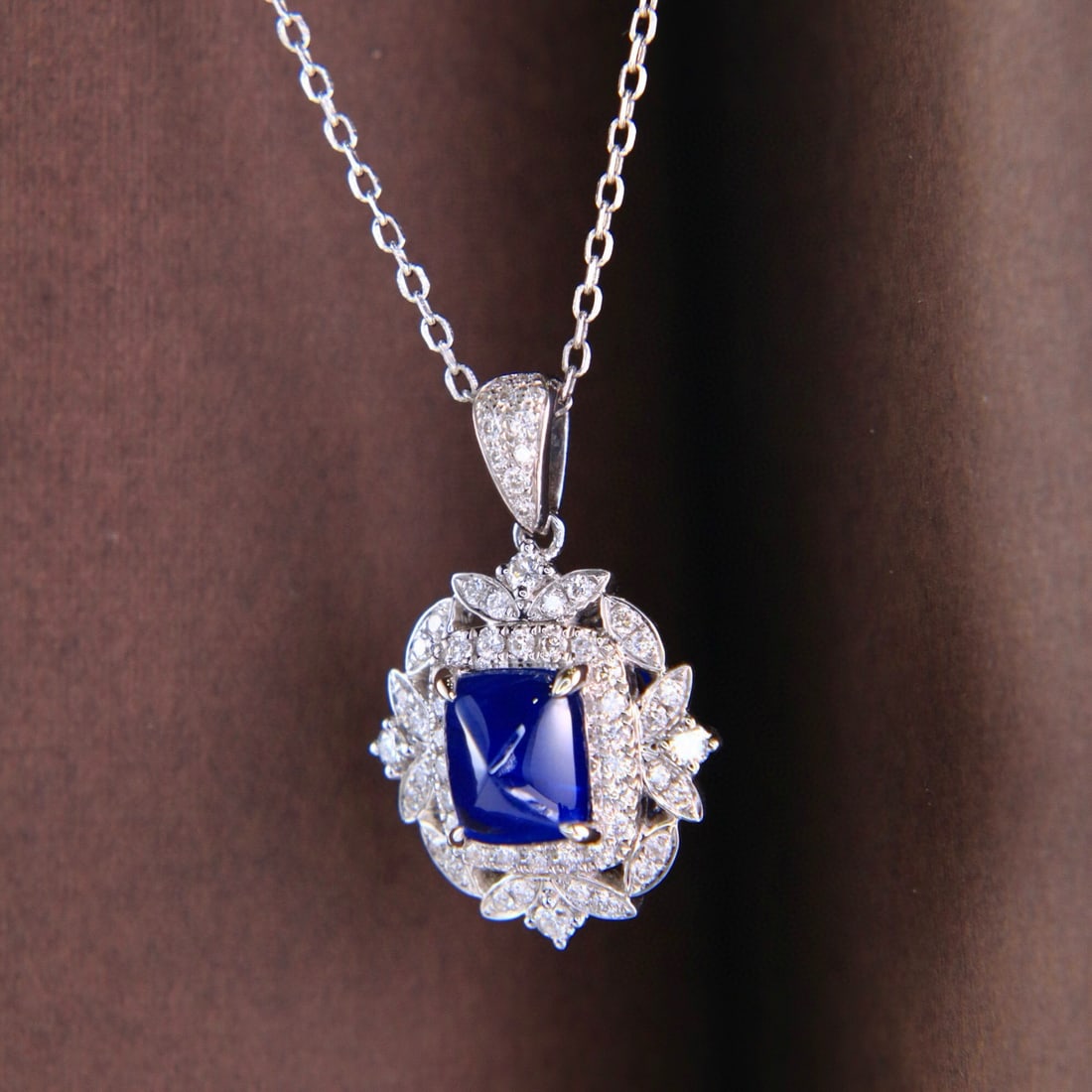14k Gold 2.17 Ctw Natural Sapphire & Diamond Pendant( Without Chain ) - 7