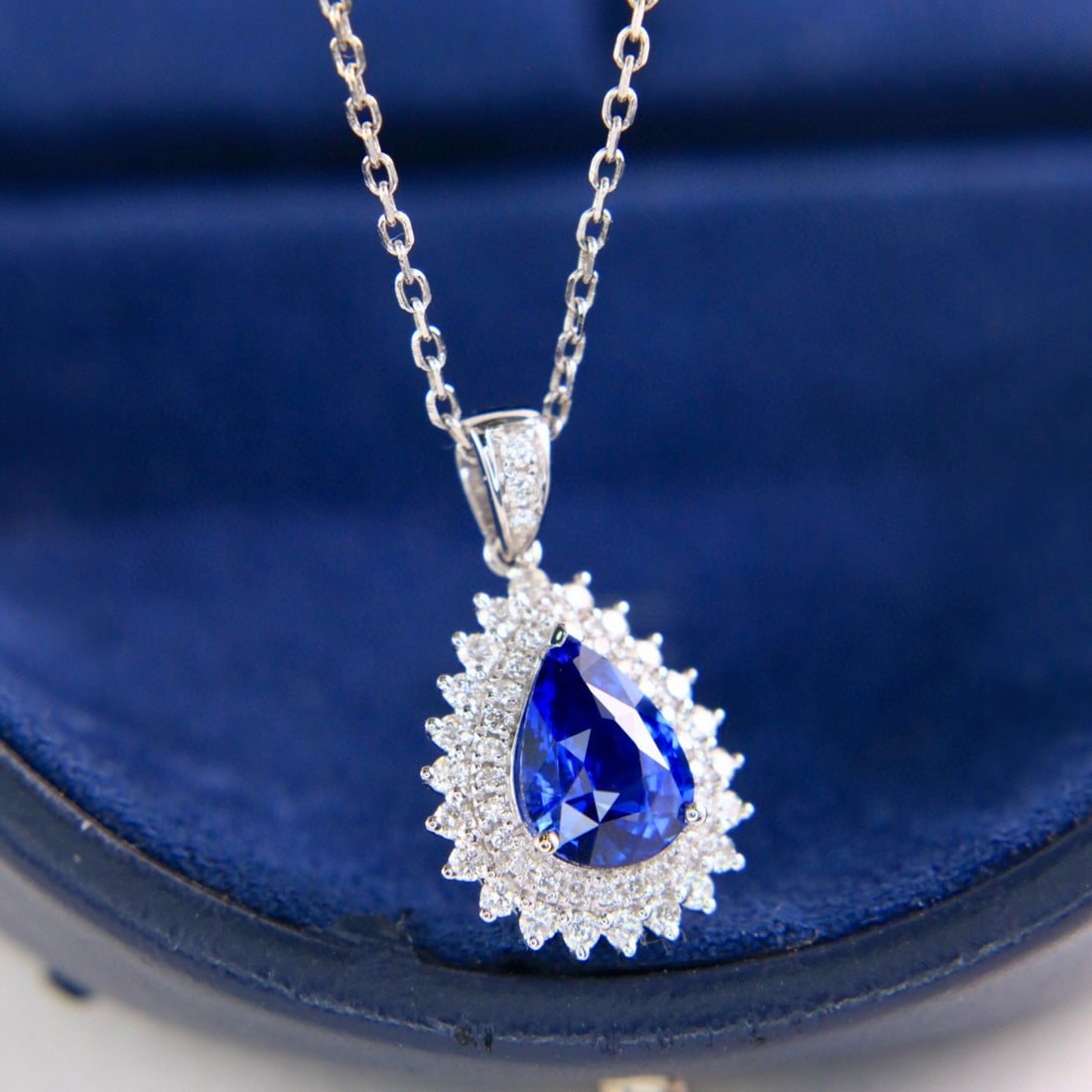 14k Gold 1.76 Ctw Natural Sapphire & Diamond Pendant( Without Chain ) - 4