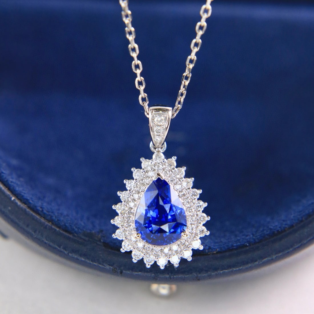 14k Gold 1.76 Ctw Natural Sapphire & Diamond Pendant( Without Chain ) - 5