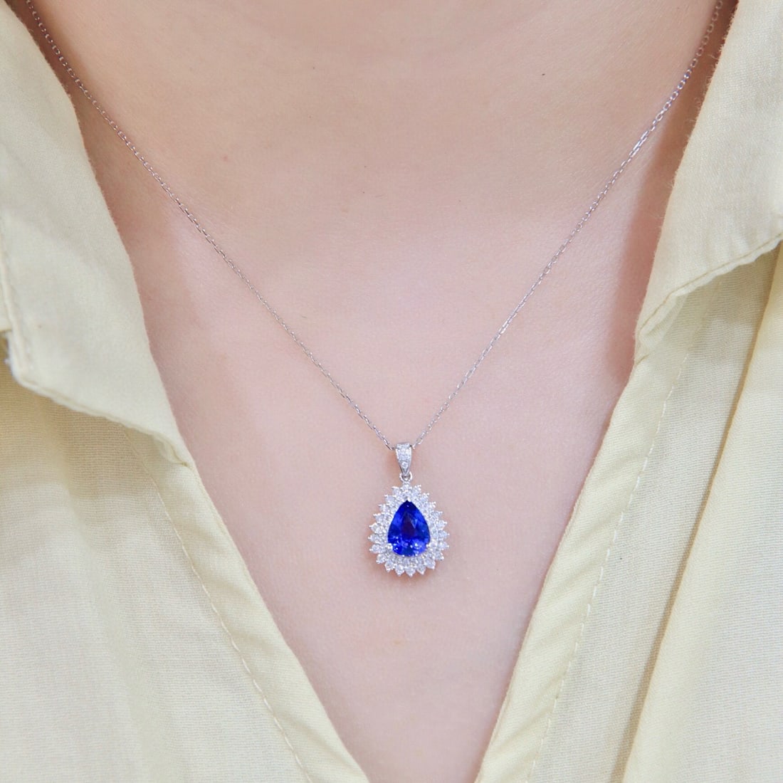 14k Gold 1.76 Ctw Natural Sapphire & Diamond Pendant( Without Chain ) - 8
