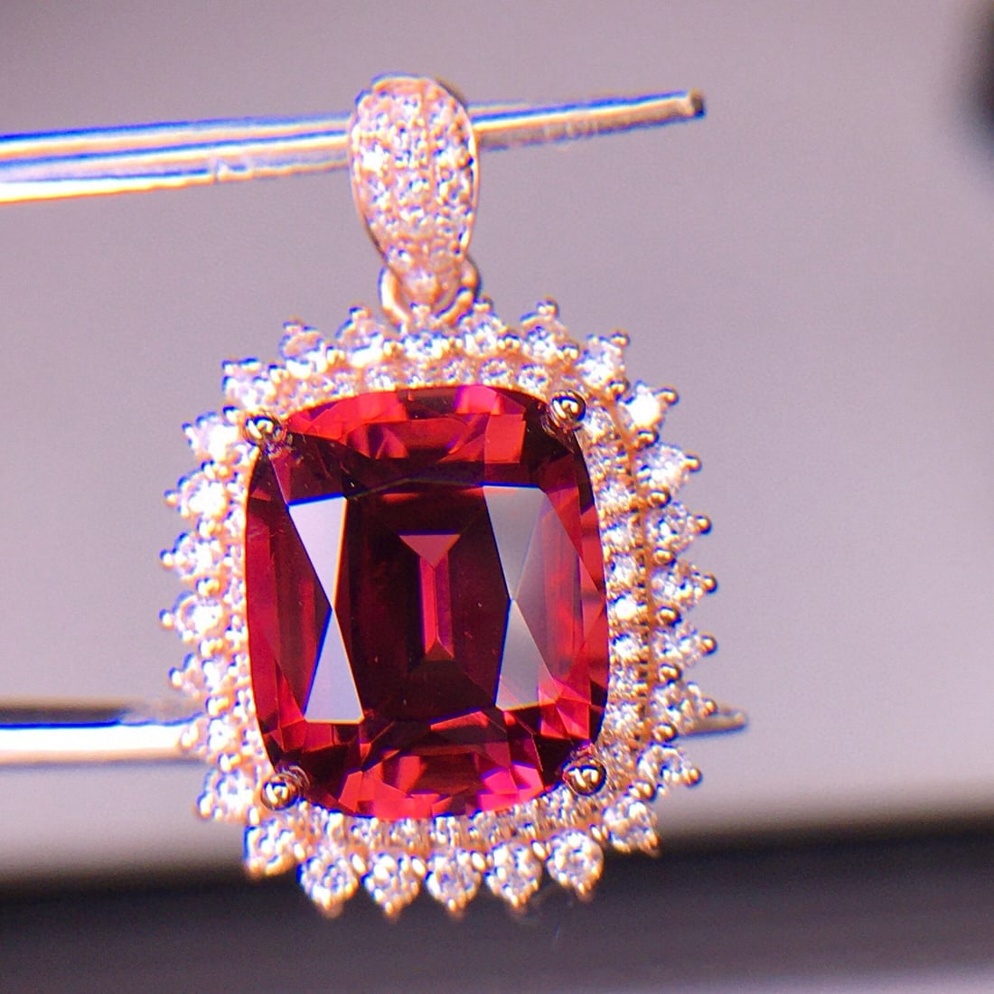 14k Gold 4.6 Ct Natural Tourmaline & Diamond Pendant( Without Chain ) - 3