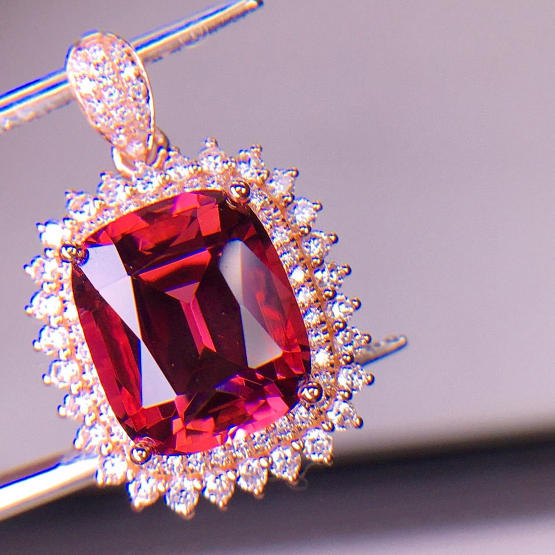 14k Gold 4.6 Ct Natural Tourmaline & Diamond Pendant( Without Chain ) - 4