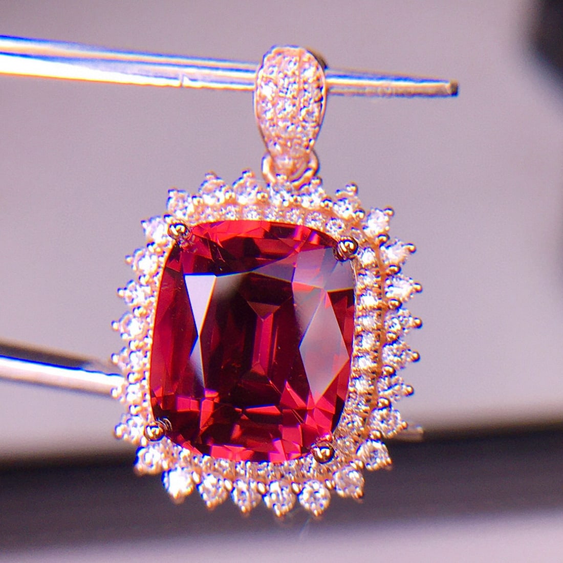 14k Gold 4.6 Ct Natural Tourmaline & Diamond Pendant( Without Chain ) - 5