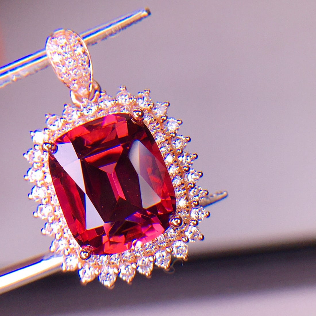 14k Gold 4.6 Ct Natural Tourmaline & Diamond Pendant( Without Chain ) - 6