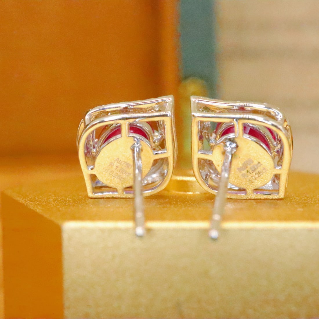 14k Gold 1.26 Ctw Natural Ruby & Diamond Earrings - 4