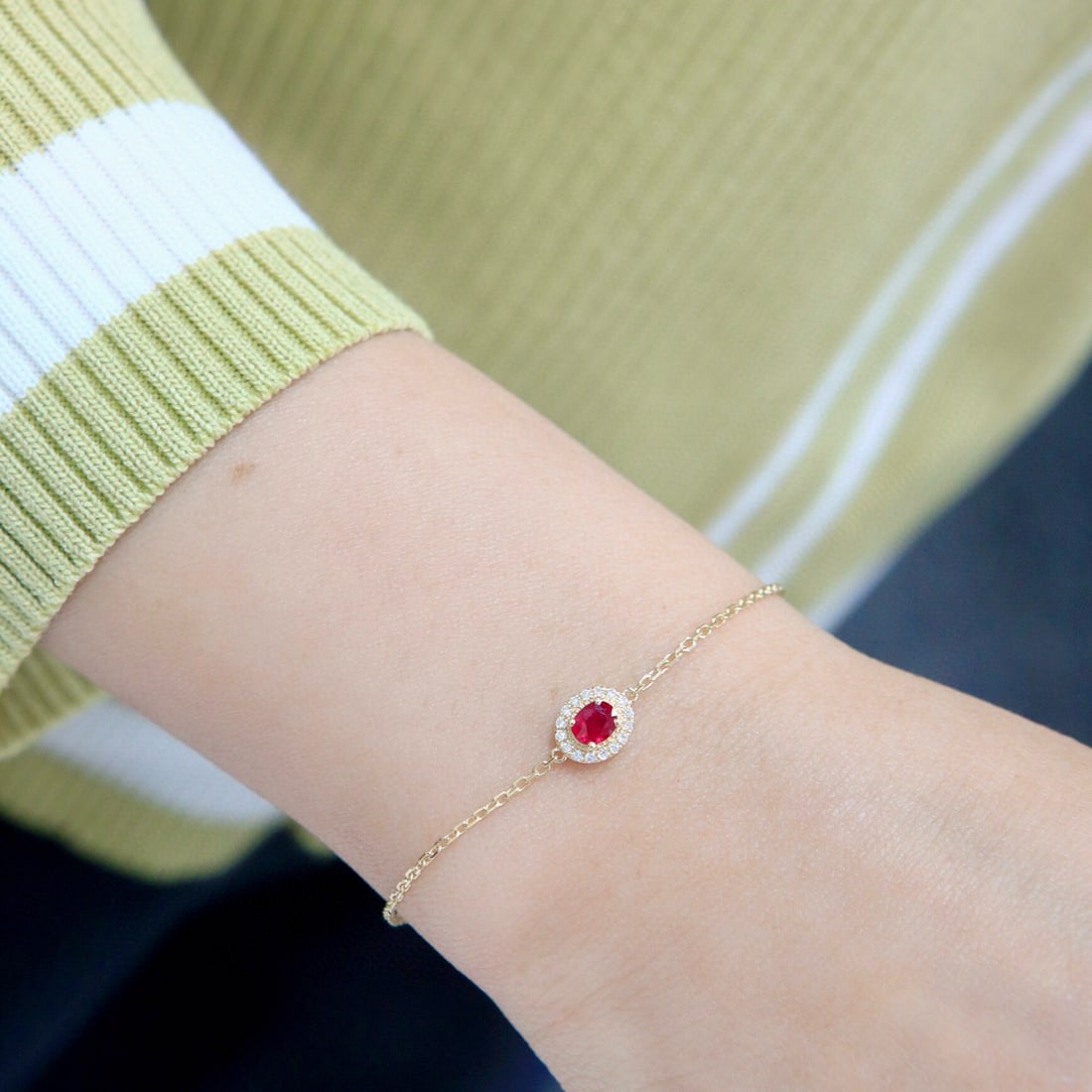 14k Gold 0.41 Ctw Natural Ruby & Diamond Bracelet - 3
