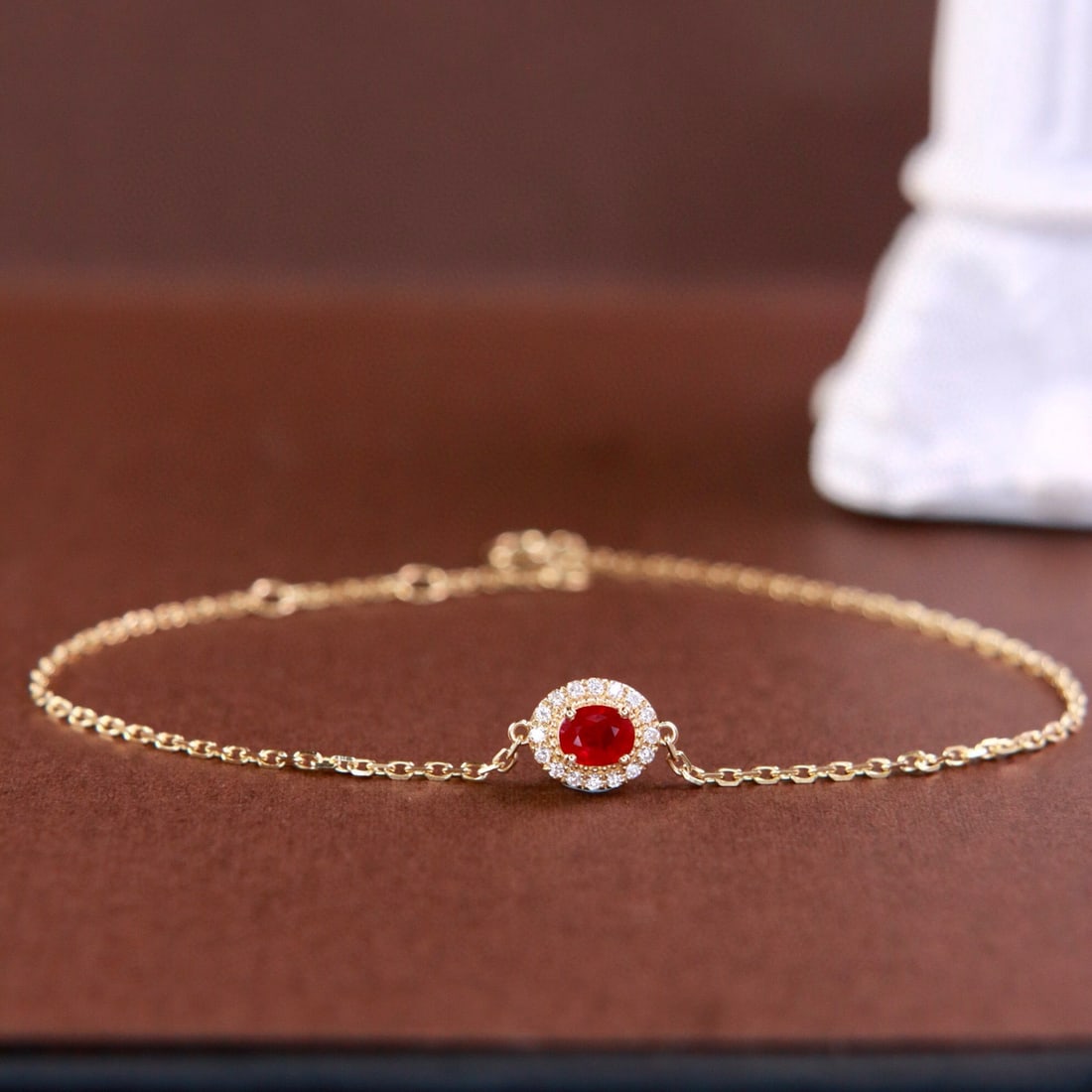 14k Gold 0.41 Ctw Natural Ruby & Diamond Bracelet - 5