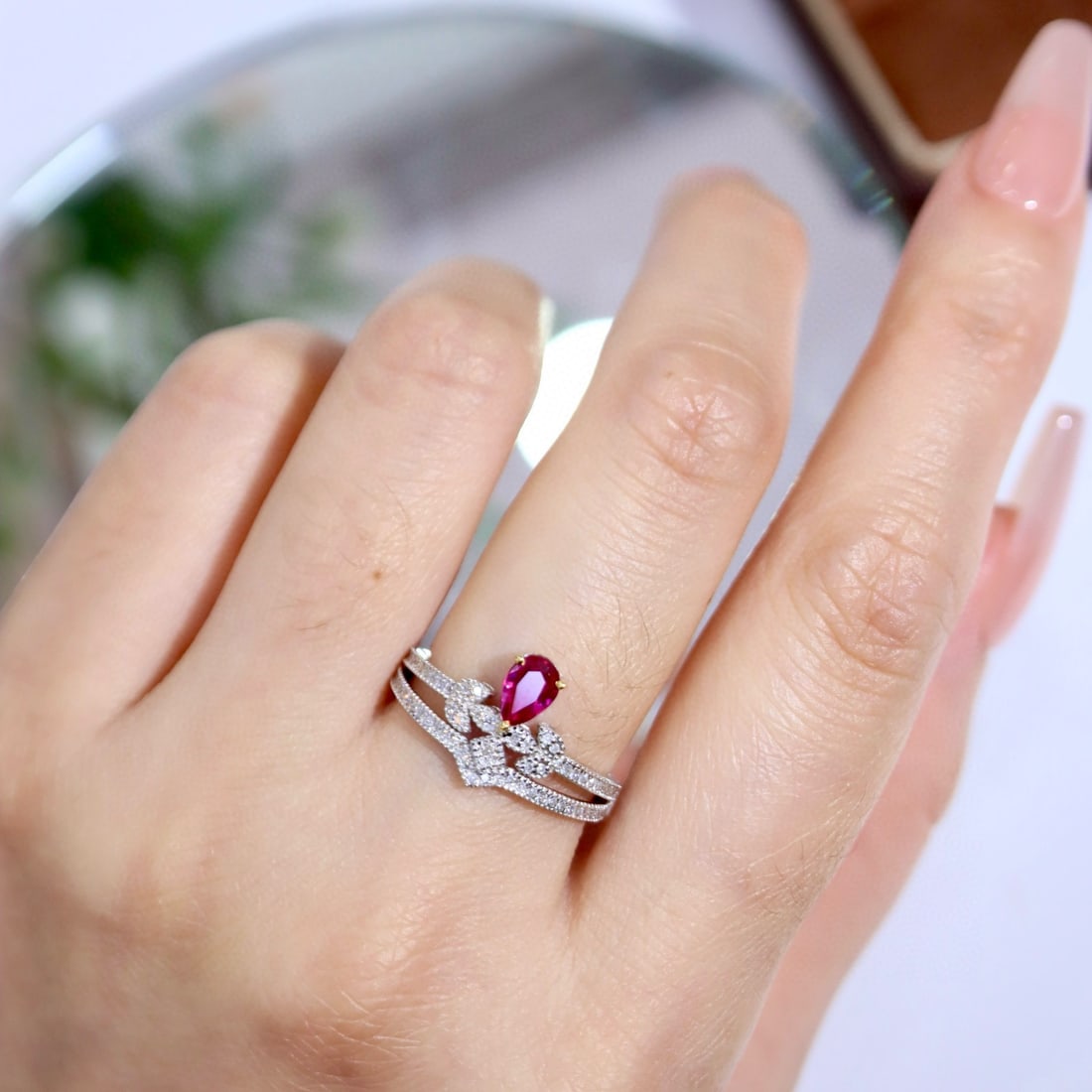 14k Gold 1.08 Ctw Natural Ruby & Diamond Ring - 8