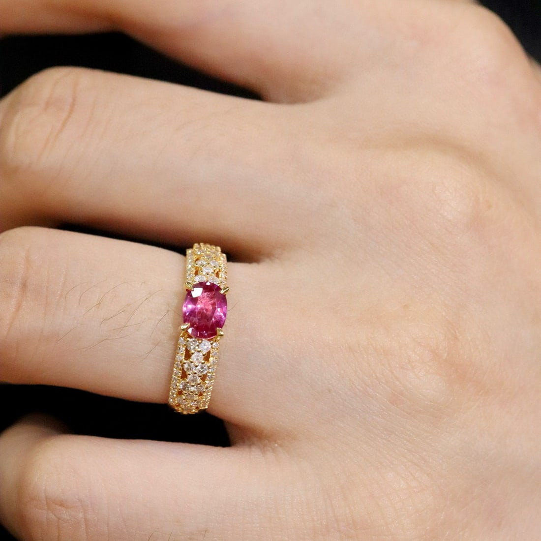 14k Gold 1.11 Ctw Natural Ruby & Diamond Ring - 4
