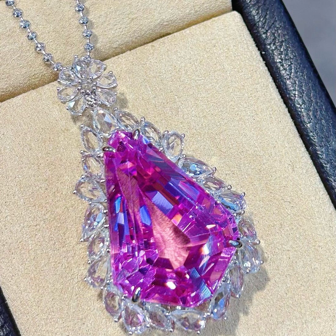 14k Gold 36.76 Ctw Natural Kunzite & Sapphire Pendant( Without Chain ) - 6