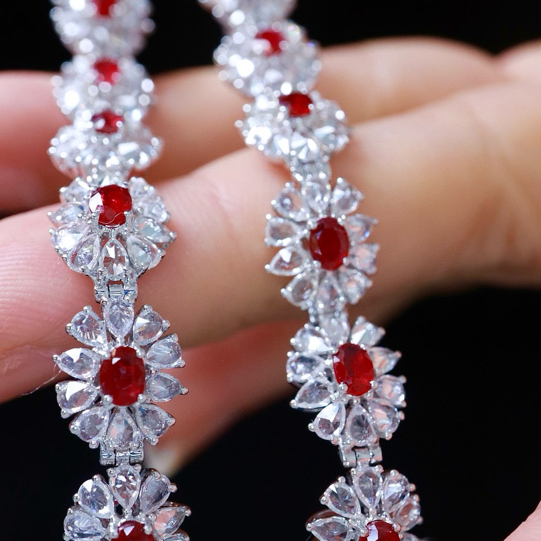 14k Gold 9.36 Ctw Natural Ruby & Sapphire Earrings - 3