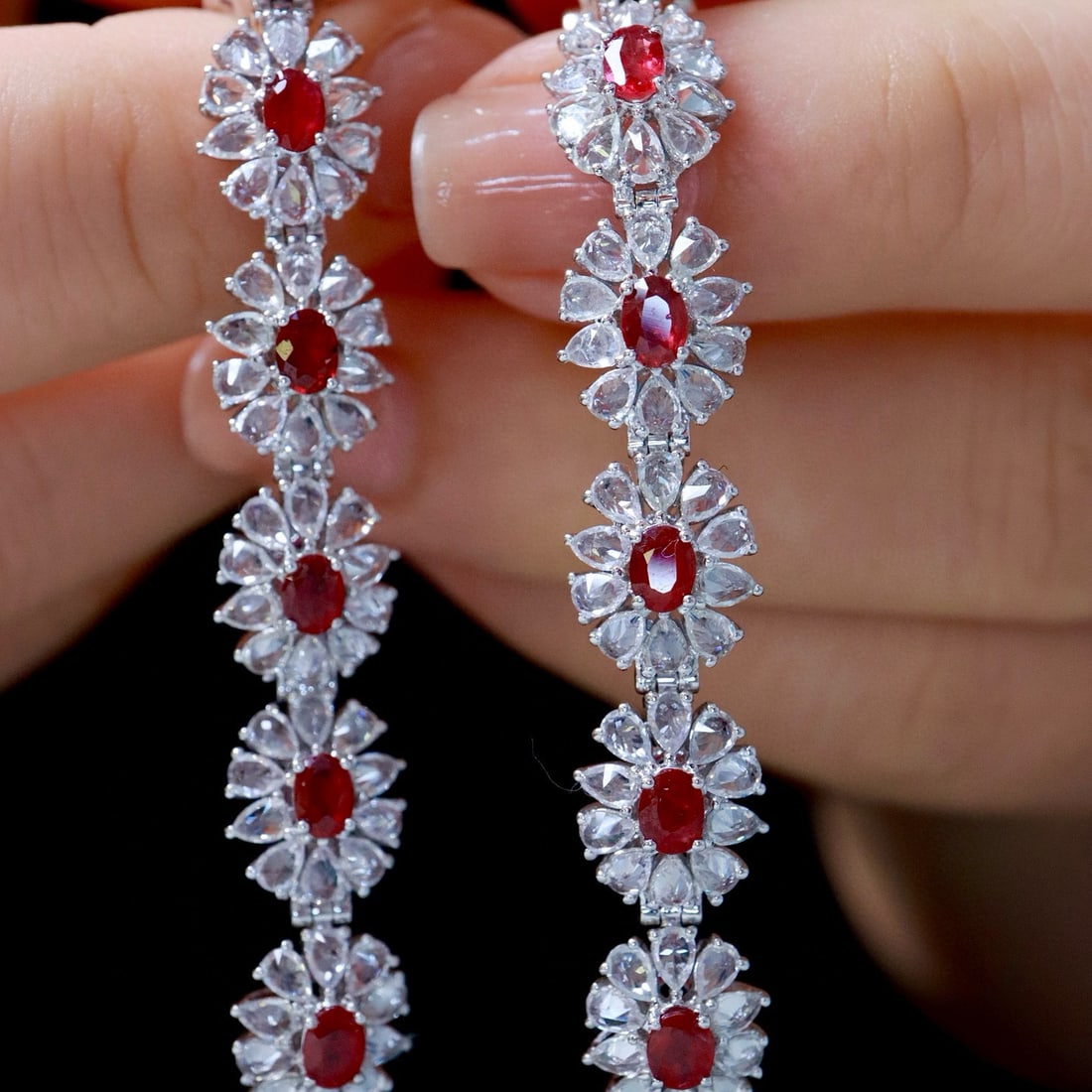 14k Gold 9.36 Ctw Natural Ruby & Sapphire Earrings - 6