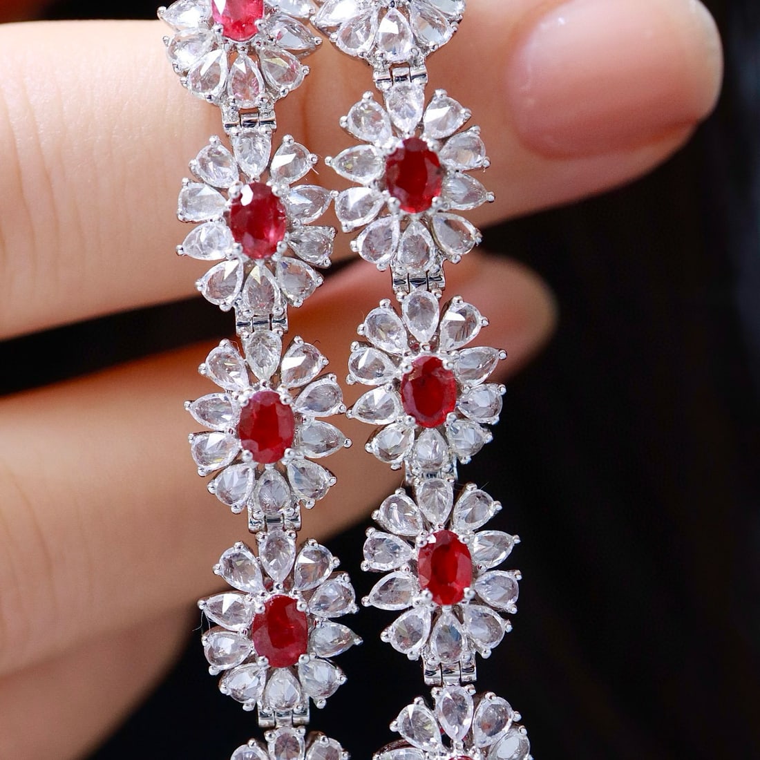 14k Gold 9.36 Ctw Natural Ruby & Sapphire Earrings - 7