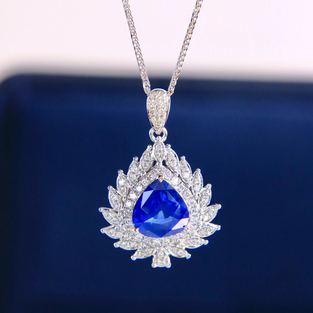 14k Gold 1.72 Ctw Natural Sapphire & Diamond Pendant( Without Chain ) - 7