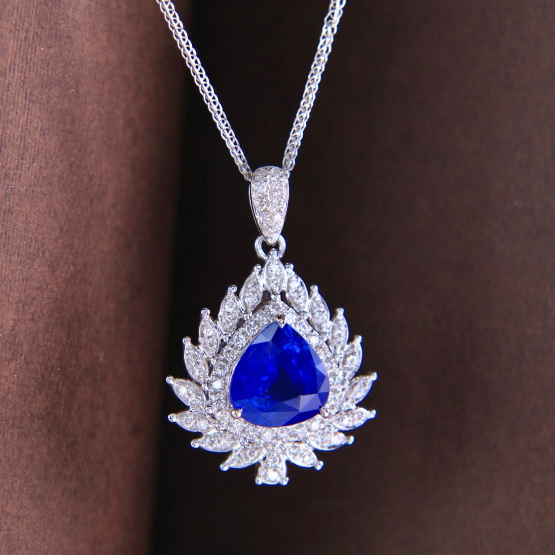 14k Gold 1.72 Ctw Natural Sapphire & Diamond Pendant( Without Chain ) - 8