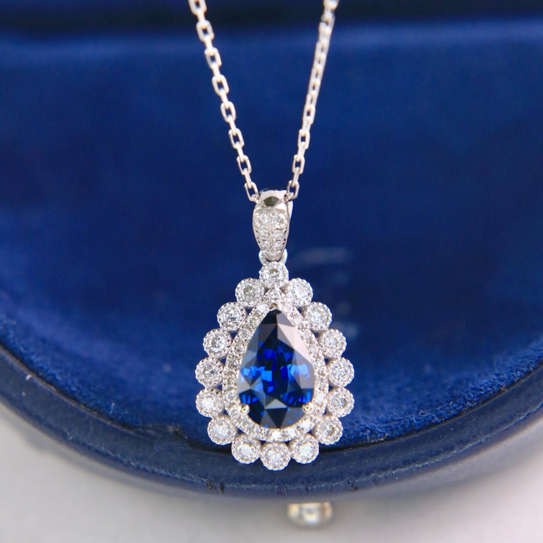14k Gold 1.46 Ctw Natural Sapphire & Diamond Pendant( Without Chain ) - 4