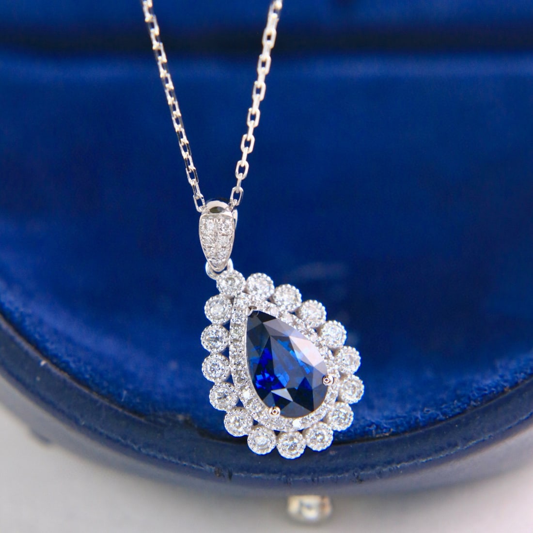 14k Gold 1.46 Ctw Natural Sapphire & Diamond Pendant( Without Chain ) - 5