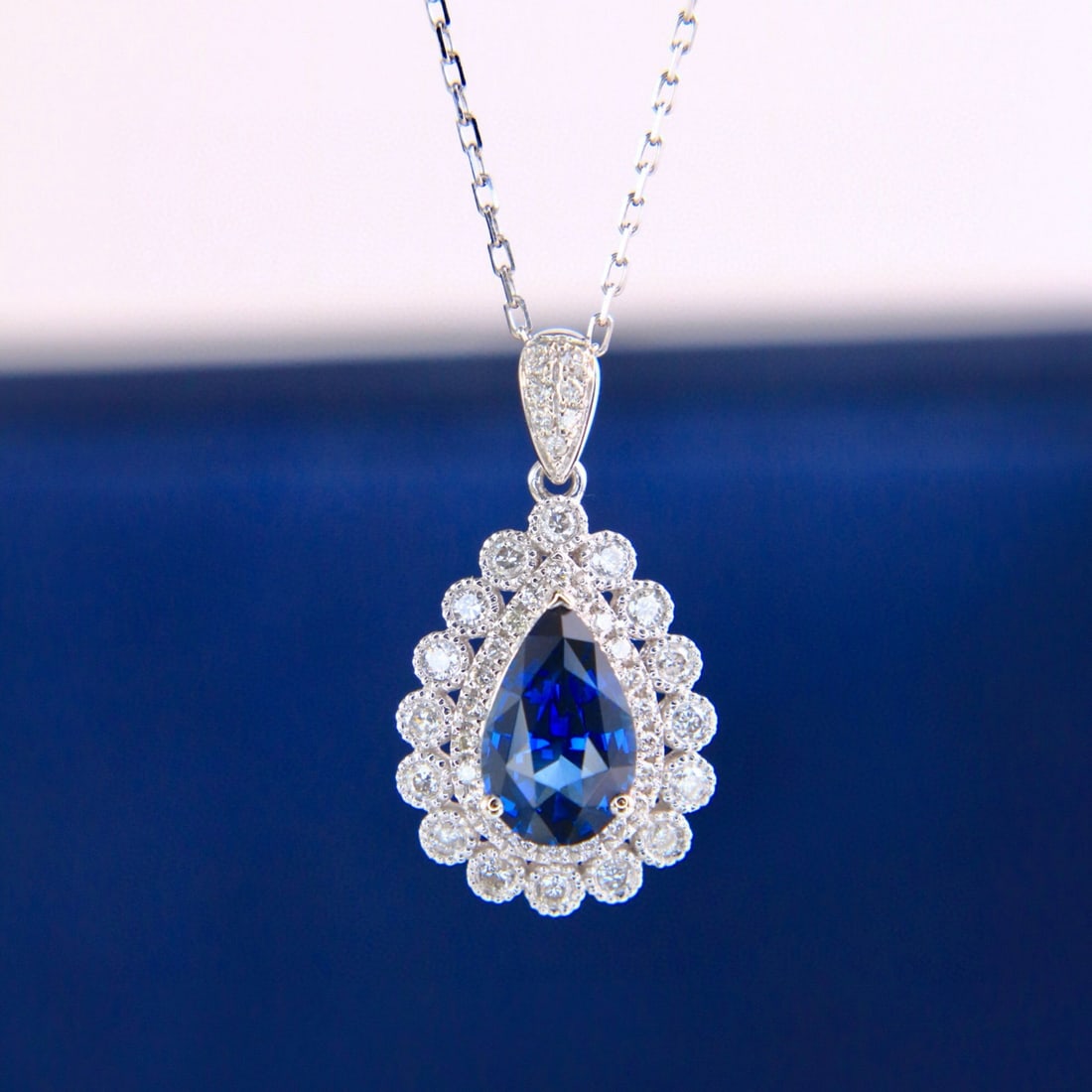 14k Gold 1.46 Ctw Natural Sapphire & Diamond Pendant( Without Chain ) - 6