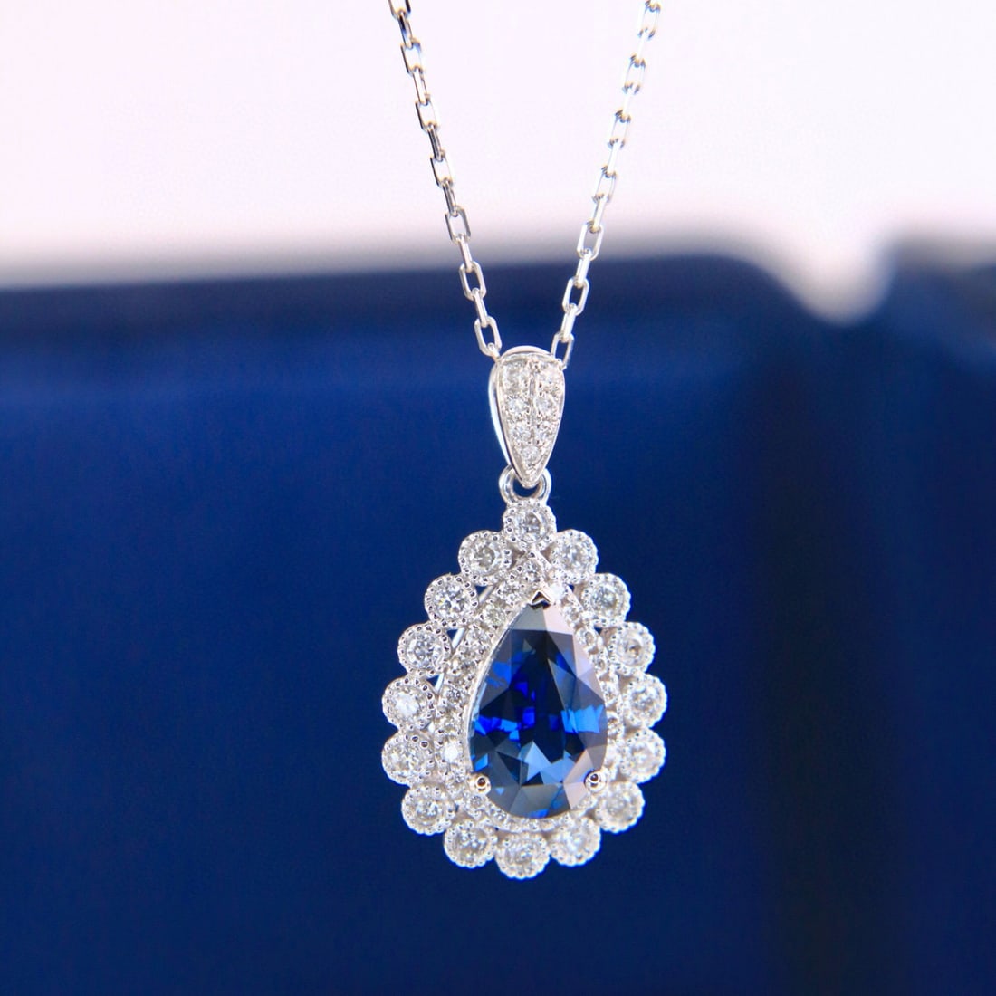14k Gold 1.46 Ctw Natural Sapphire & Diamond Pendant( Without Chain ) - 7