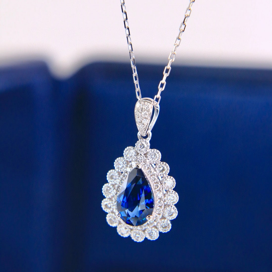 14k Gold 1.46 Ctw Natural Sapphire & Diamond Pendant( Without Chain ) - 8
