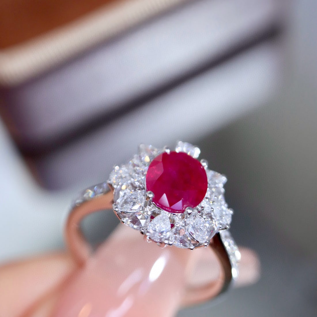 14k Gold 2.31 Ctw Vivid Red Natural Ruby & Diamond Ring - 3