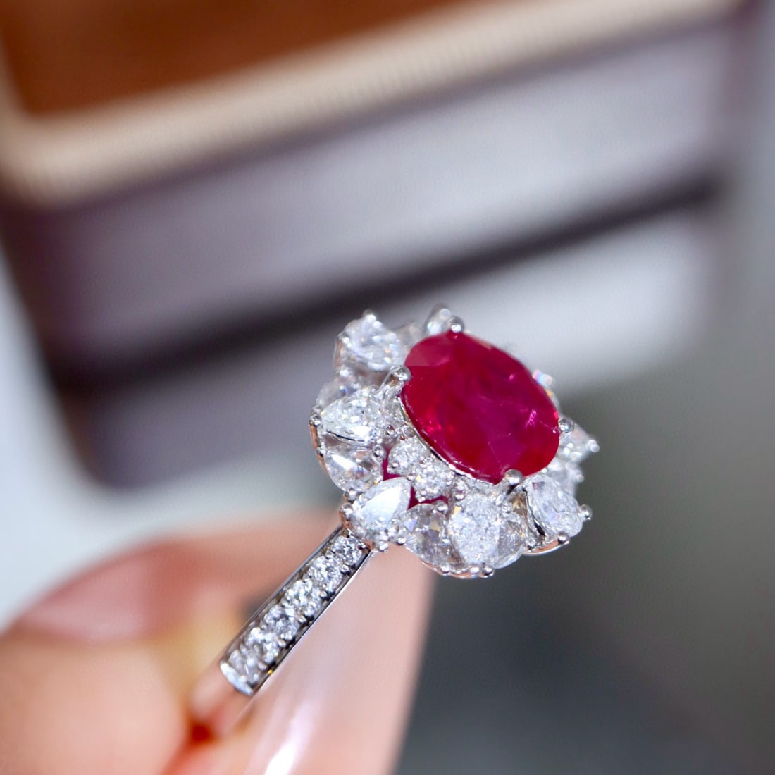 14k Gold 2.31 Ctw Vivid Red Natural Ruby & Diamond Ring - 6