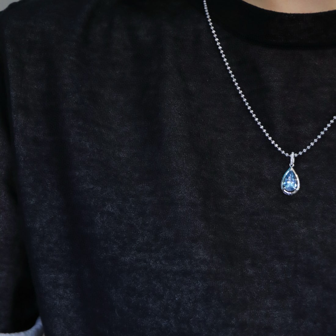 14k Gold 1.25 Ct Natural Aquamarine & Diamond Pendant( Without Chain ) - 5