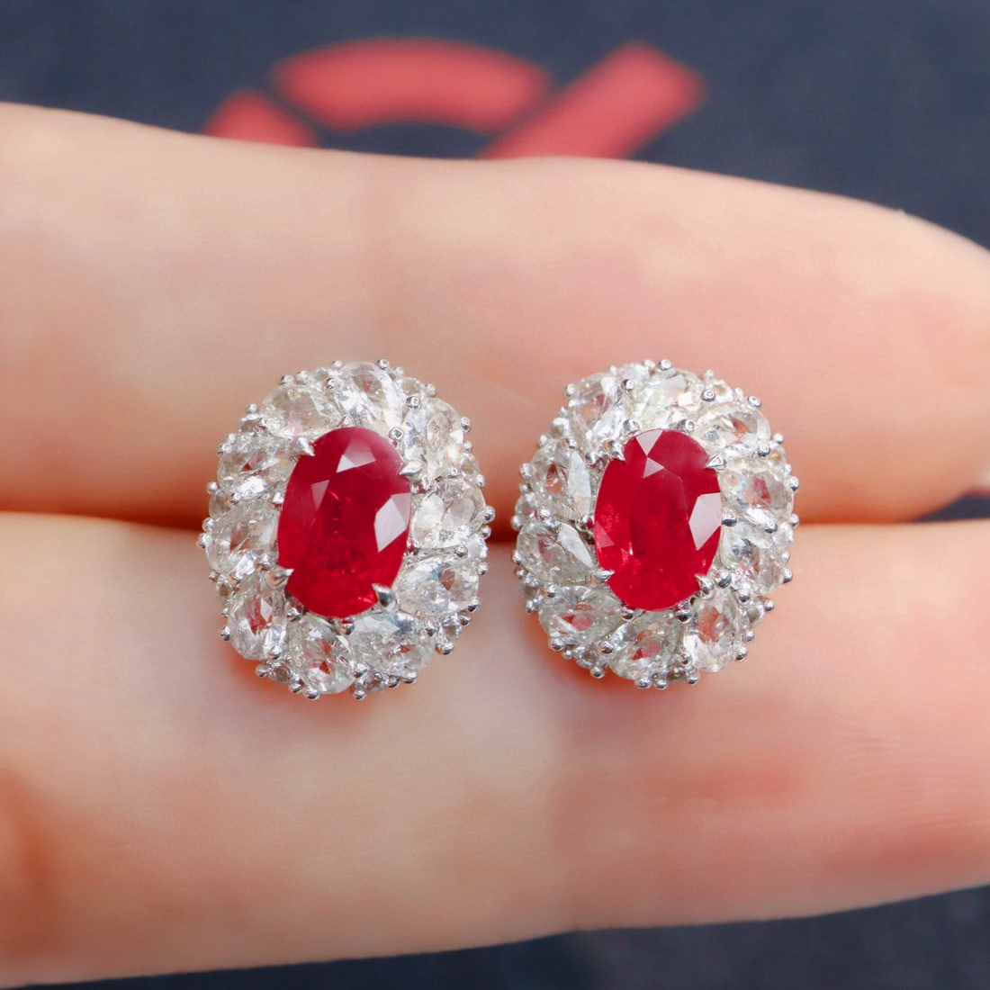 14k Gold 1.51 Ct Natural Ruby & Sapphire Earrings (1 of 6)