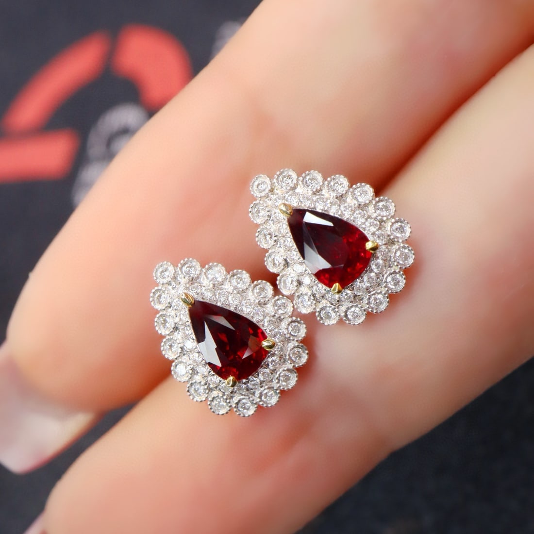 14k Gold 1.11 Ctw Natural Ruby & Diamond Earrings - 3
