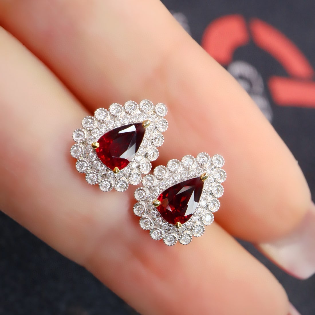 14k Gold 1.11 Ctw Natural Ruby & Diamond Earrings - 5
