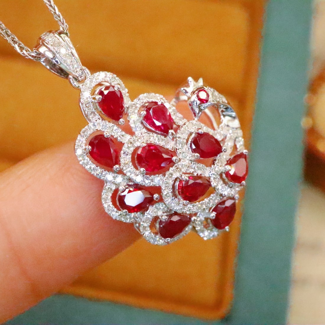 14k Gold 1.59 Ctw Natural Ruby & Diamond Pendant( Without Chain ) - 3