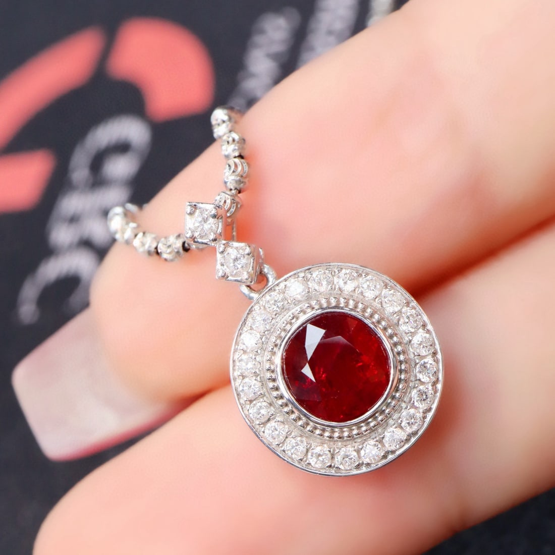 14k Gold 1.32 Ctw Natural Ruby & Diamond Pendant( Without Chain ) - 2