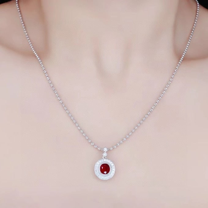 14k Gold 1.32 Ctw Natural Ruby & Diamond Pendant( Without Chain ) - 3