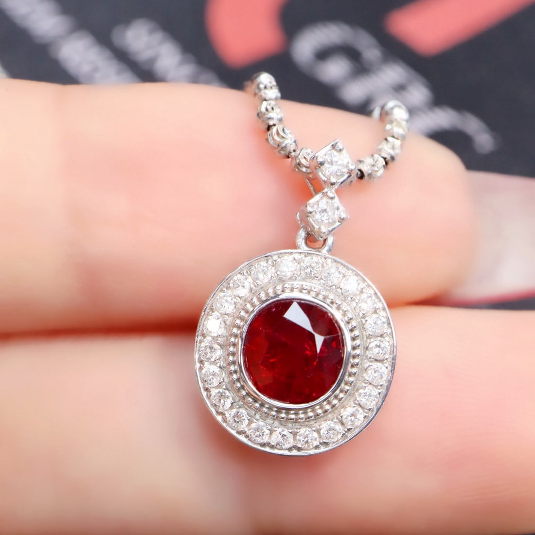 14k Gold 1.32 Ctw Natural Ruby & Diamond Pendant( Without Chain ) - 5